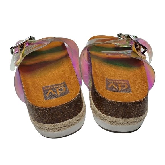 dv by Dolce Vita | Curry Iridescent Clear Acrylic Open Toe Slides Women's 6 - Picture 4 of 11